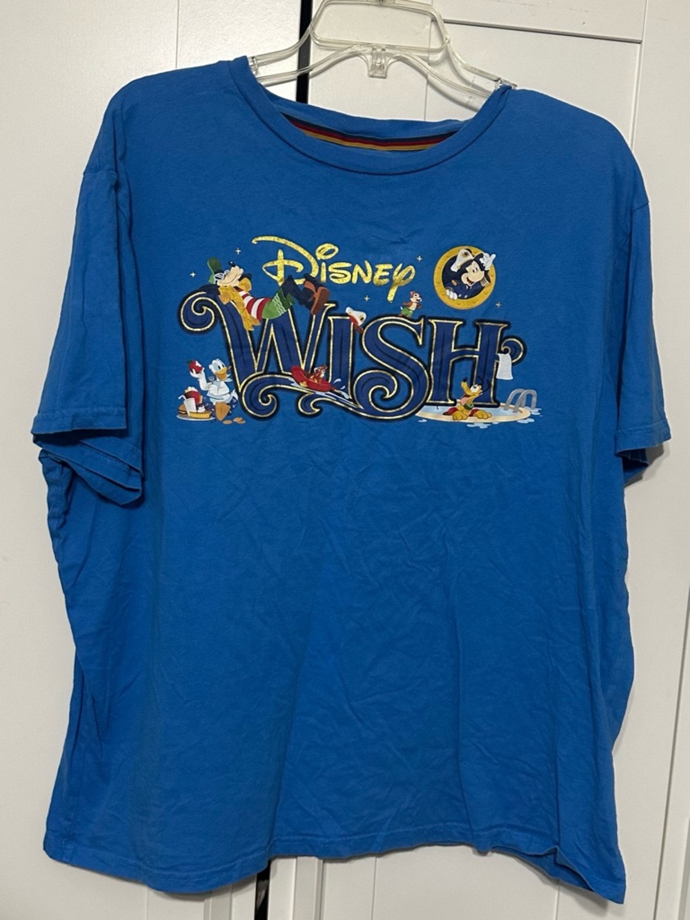 Disney Royal Blue Wish Graphic Tee with Multicolor Characters